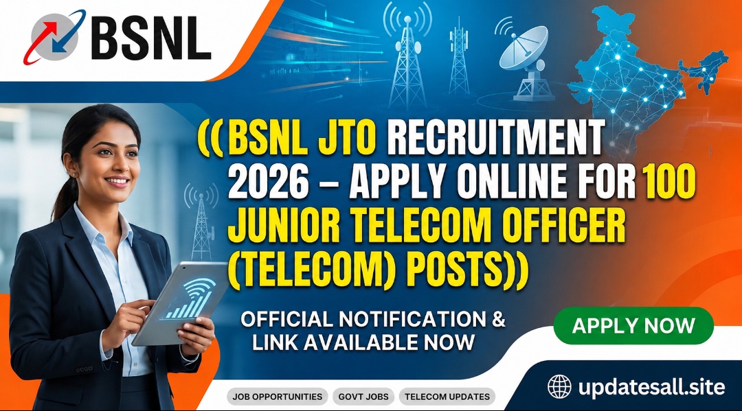 BSNL JTO Recruitment 2026 - Apply Online for 100 Junior Telecom Officer (Telecom) Posts
