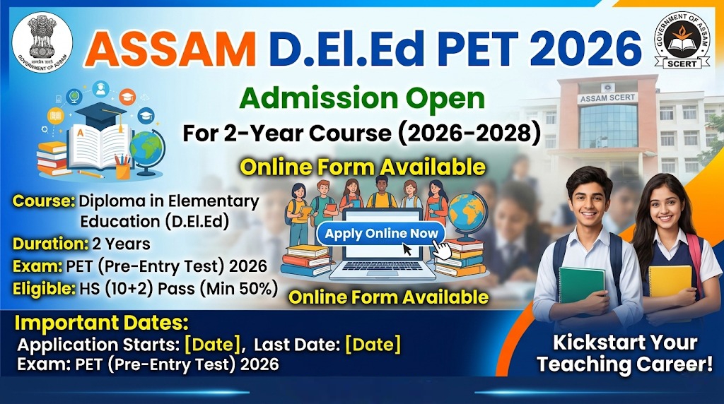 Assam D.El.Ed PET 2026 Online Form - Admission Open for 2-Year Course