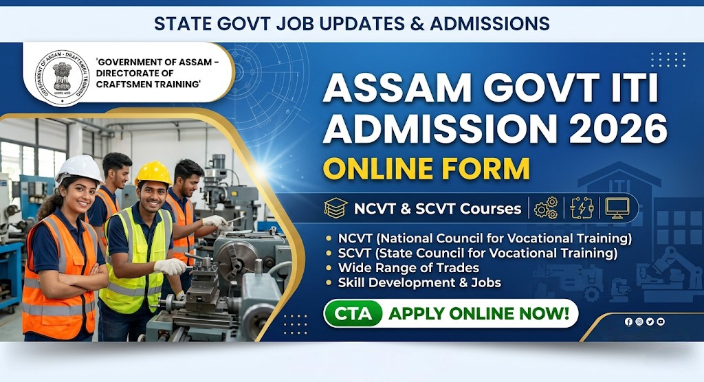 Assam Govt ITI Admission 2026 - Online Form for NCVT & SCVT Courses