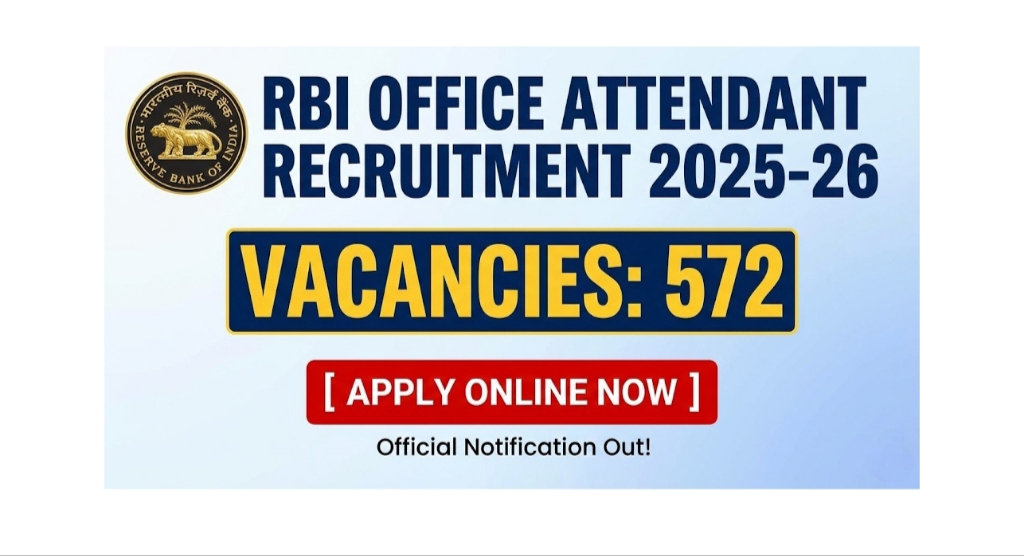 RBI Office Attendant Recruitment 2025-26 , Apply Online for 572 Posts