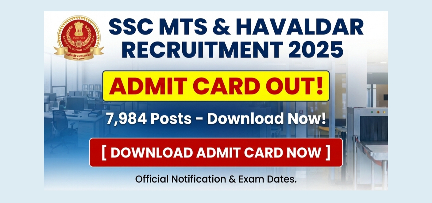 SSC MTS & Havaldar Recruitment 2025 Admit Card Out - 7,984 Posts